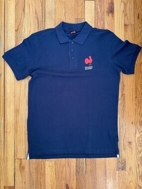 Men's Navy Polo Shirt with Red Logo